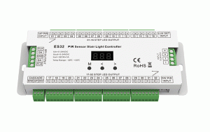 ES32(EL-C) Sterownik LED Schodowy z dwoma czujkami laserowymi, do taśm cyfrowych (2xSPI) oraz taśm jednokolorowych 32CH x 1A GW5 SKYDANCE